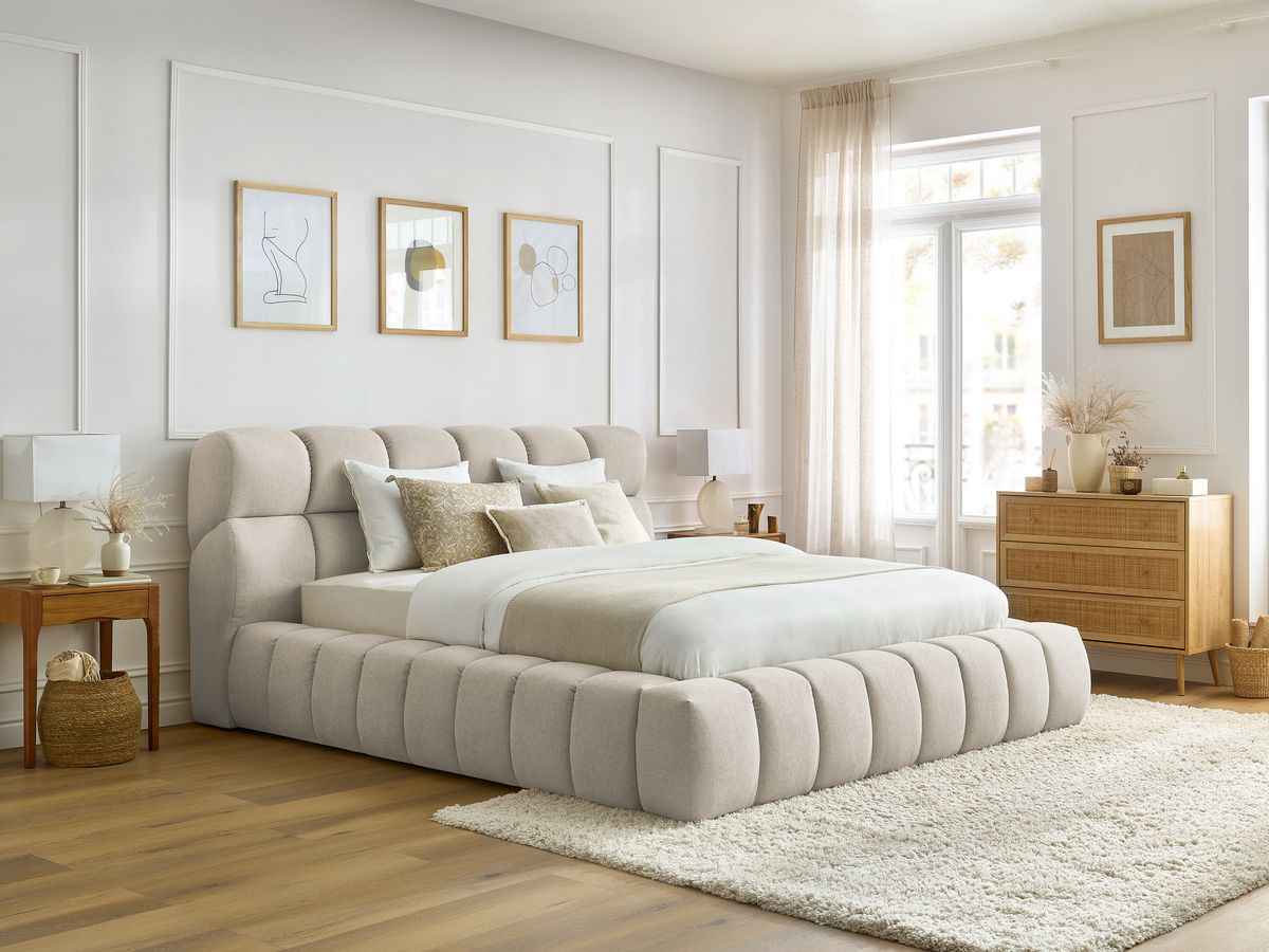 Lit coffre MONT-BLANC chiné beige