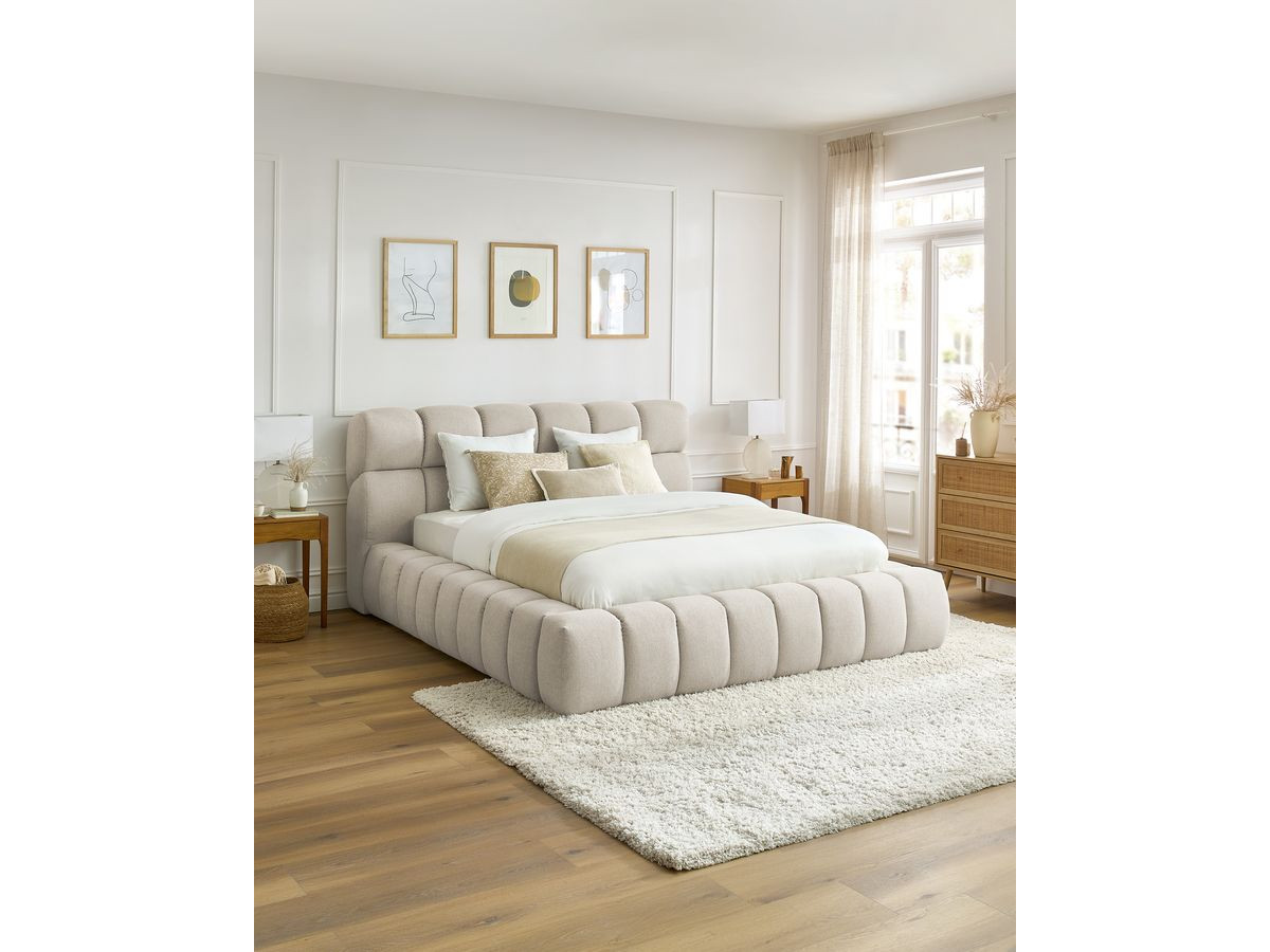 Canapé d'angle fixe EVEREST tissu chiné - Orange - Angle droit - 10 coussins