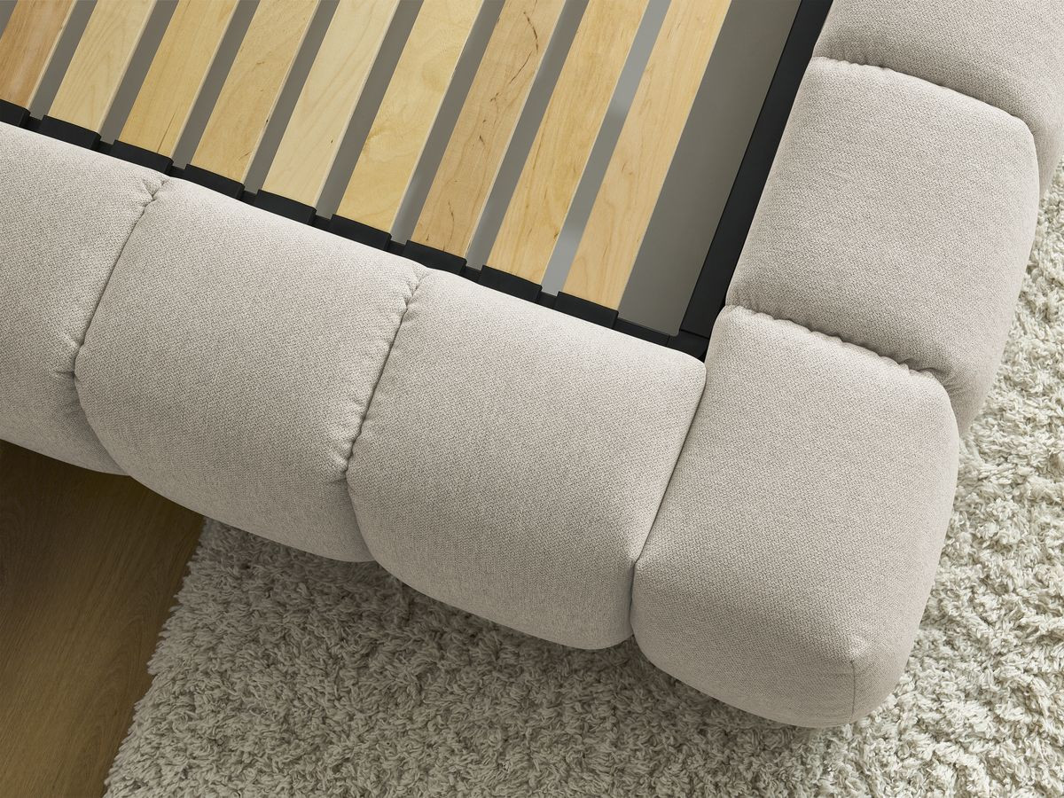 Canapé d'angle fixe EVEREST tissu chiné - Orange - Angle droit - 10 coussins
