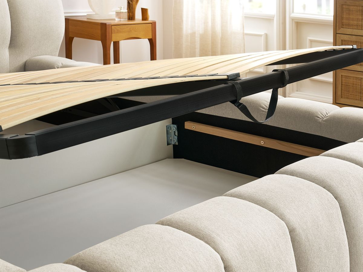Canapé d'angle fixe EVEREST tissu chiné - Orange - Angle droit - 10 coussins