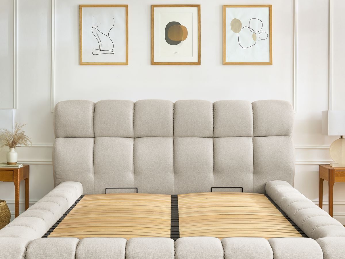 Canapé d'angle fixe EVEREST tissu chiné - Orange - Angle droit - 10 coussins
