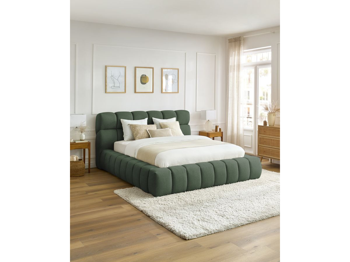Canapé d'angle fixe EVEREST tissu chiné - Orange - Angle droit - 10 coussins