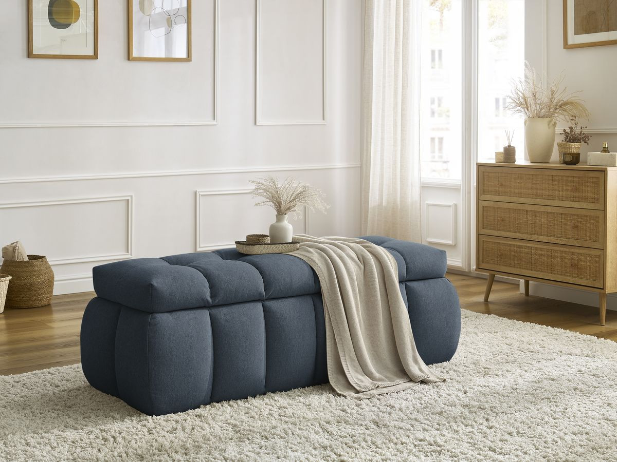 Bout de lit MONT-BLANC chiné bleu foncé