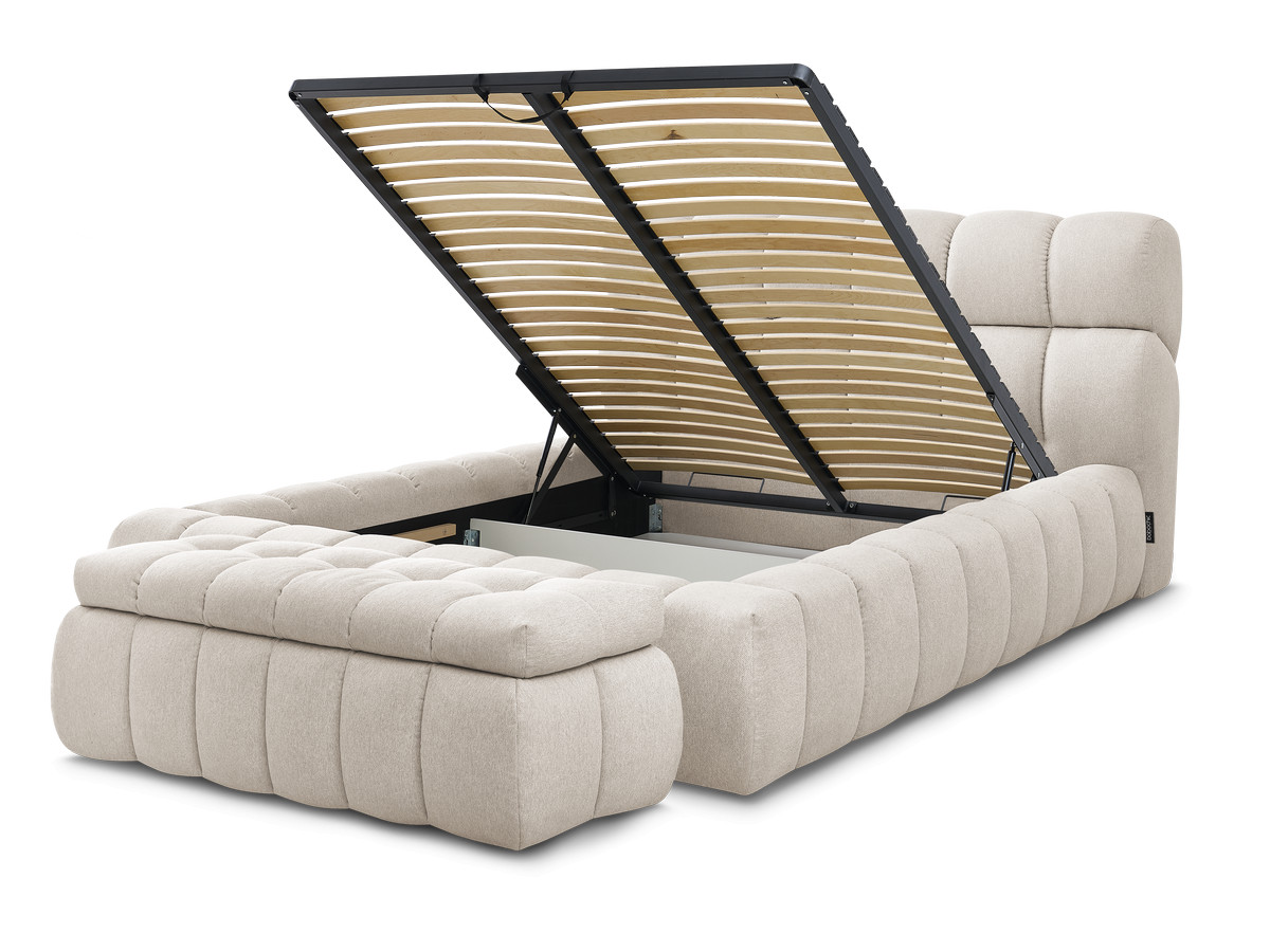 MONT-BLANC opbergbed + MONT-BLANC bedeinde in gladde stof