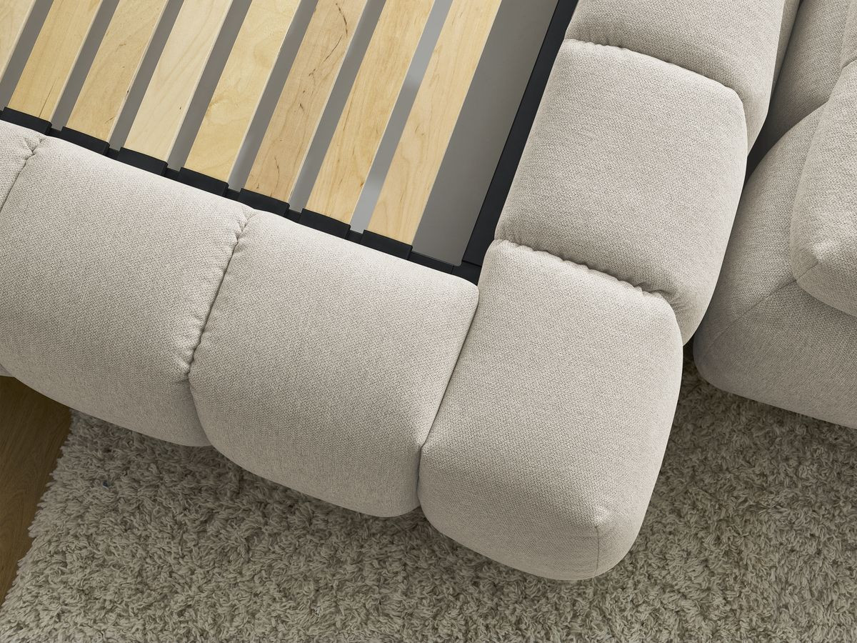 Lit coffre MONT-BLANC + Bout de lit MONT-BLANC tissu chiné