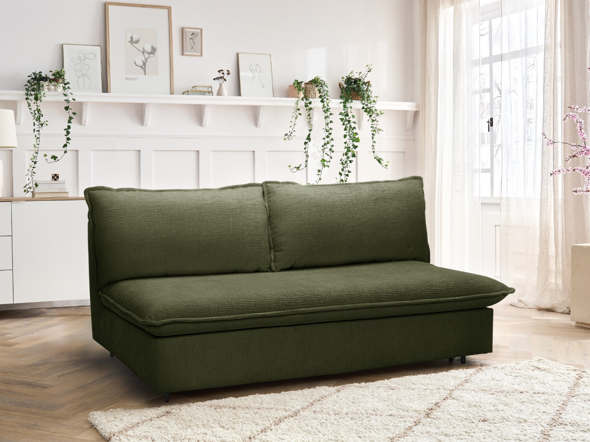 Rozkładana sofa prosta z systemem szybkiego rozkładania ISADORA tkanina strukturalna