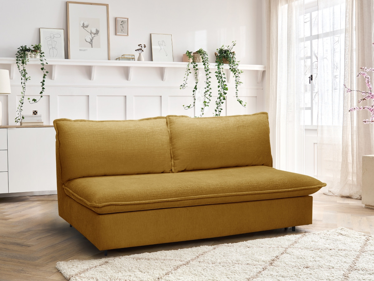 Rozkładana sofa prosta z systemem szybkiego rozkładania ISADORA tkanina strukturalna