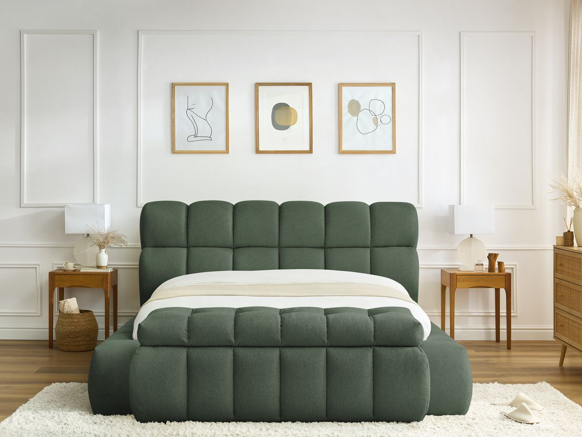 MONT-BLANC opbergbed + MONT-BLANC bedeinde in gladde stof