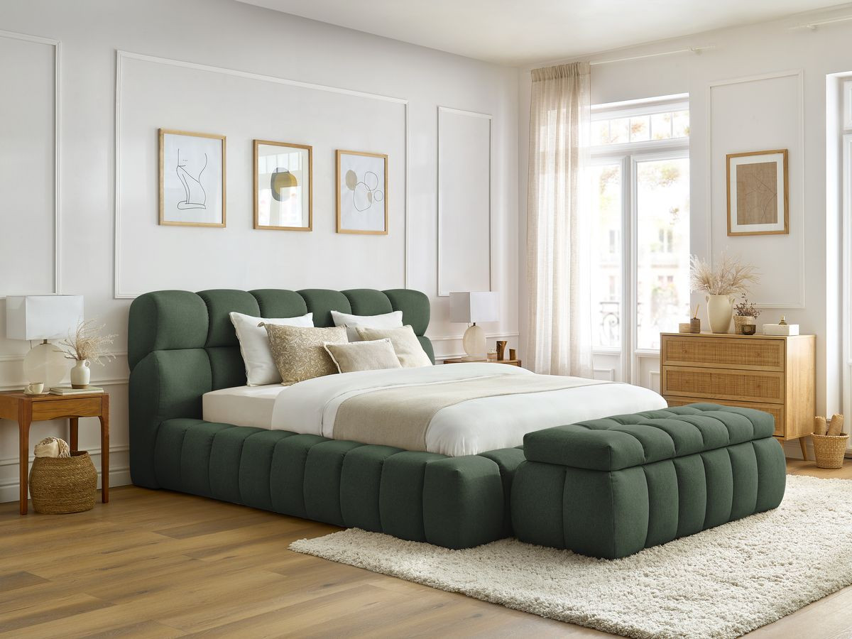 MONT-BLANC opbergbed + MONT-BLANC bedeinde in gladde stof