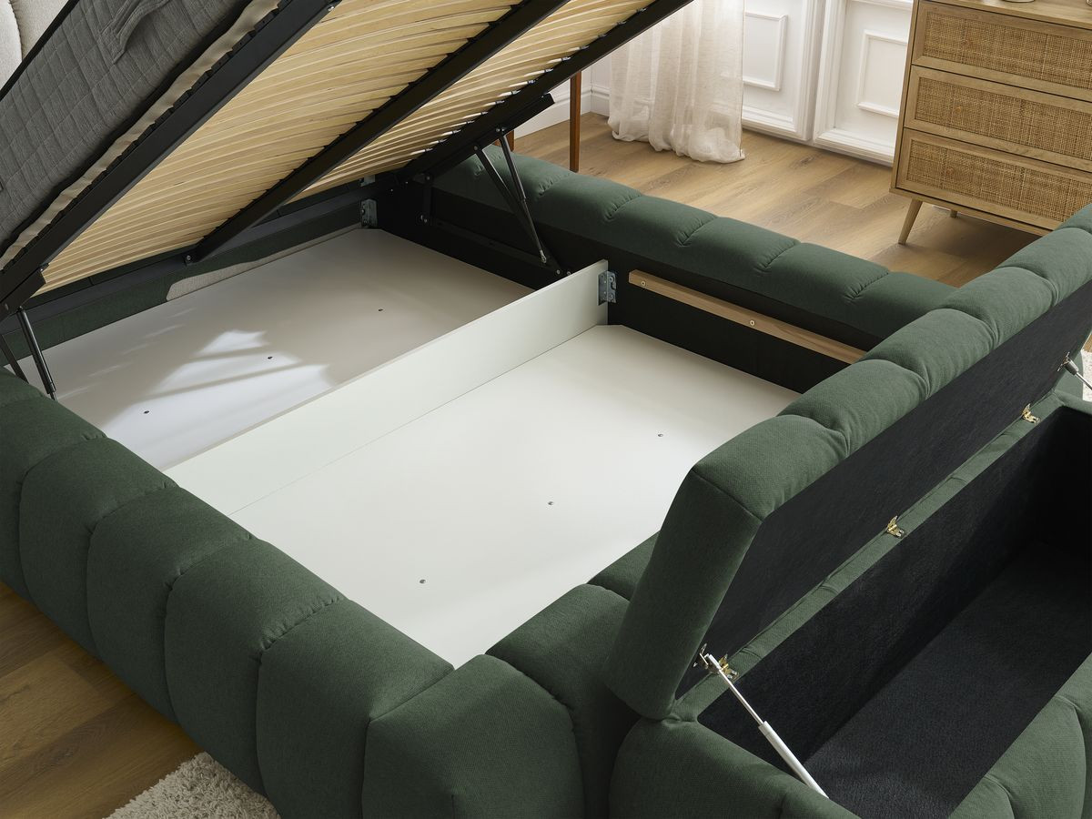 MONT-BLANC opbergbed + MONT-BLANC bedeinde in gladde stof