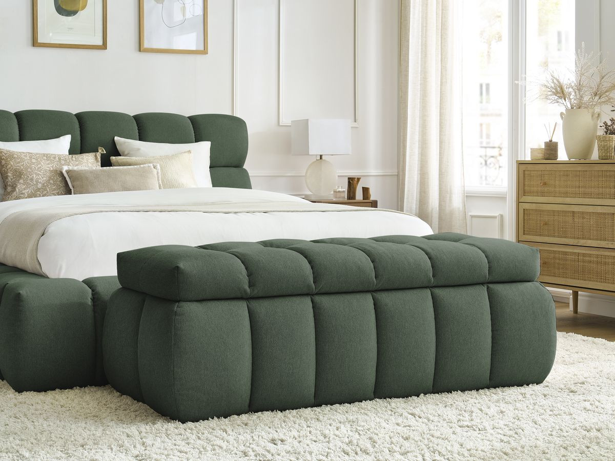 MONT-BLANC opbergbed + MONT-BLANC bedeinde in gladde stof