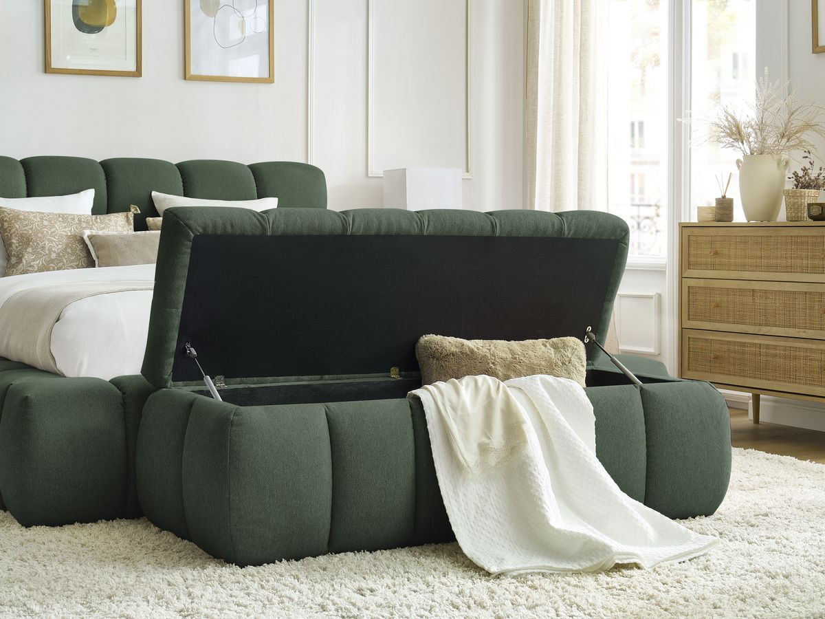 MONT-BLANC opbergbed + MONT-BLANC bedeinde in gladde stof