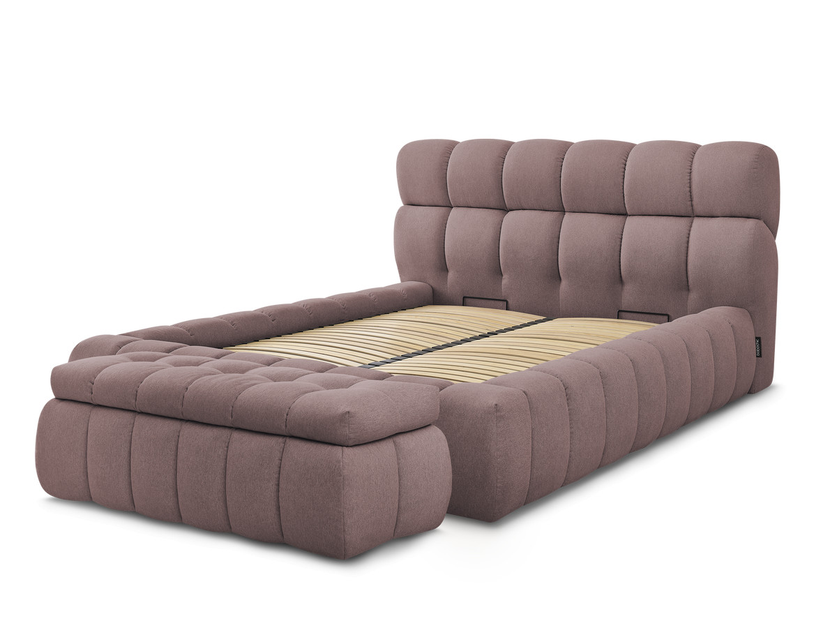 Lit coffre MONT-BLANC + Bout de lit MONT-BLANC chiné rose 140x190 + bout de lit — vue 4