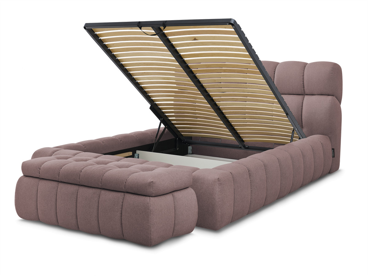 MONT-BLANC opbergbed + MONT-BLANC bedeinde in gladde stof