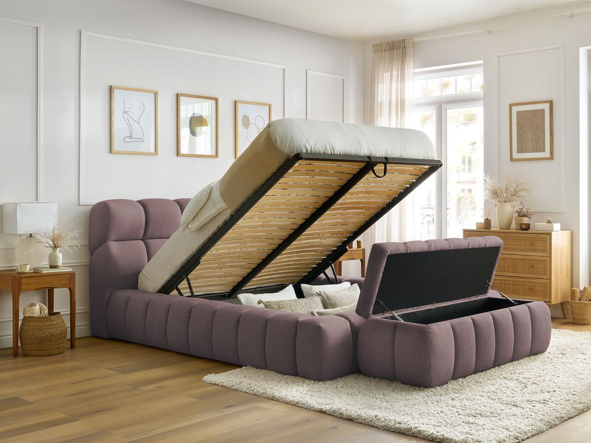 MONT-BLANC opbergbed + MONT-BLANC bedeinde in gladde stof