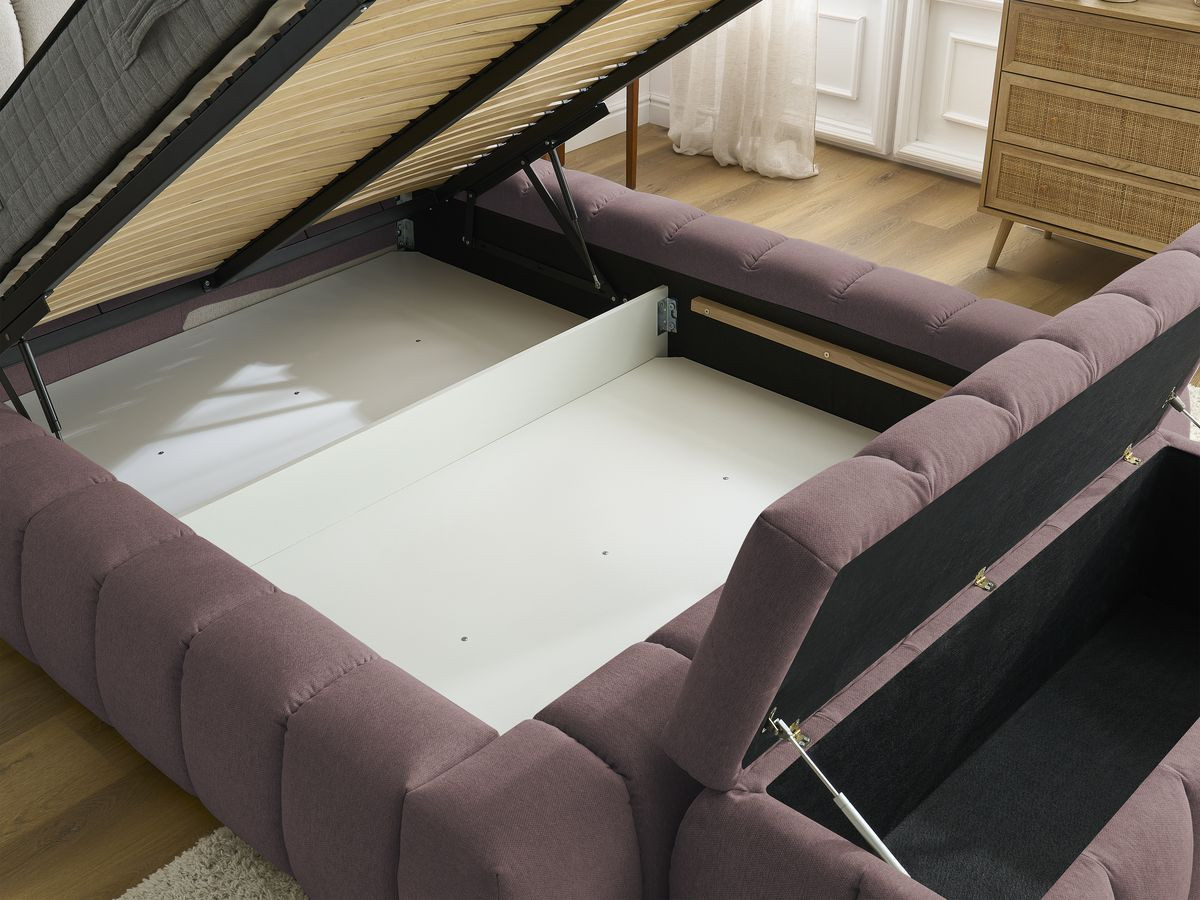 MONT-BLANC opbergbed + MONT-BLANC bedeinde in gladde stof