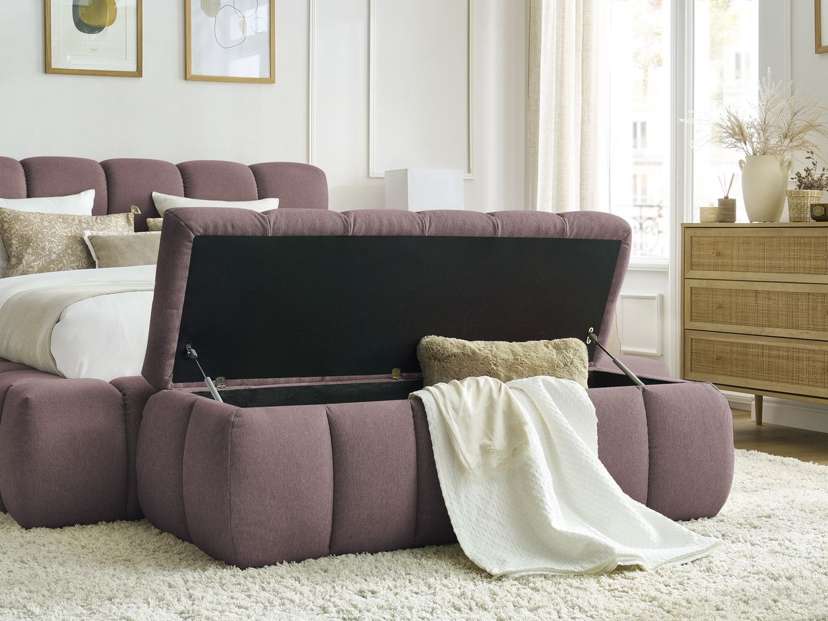 MONT-BLANC opbergbed + MONT-BLANC bedeinde in gladde stof