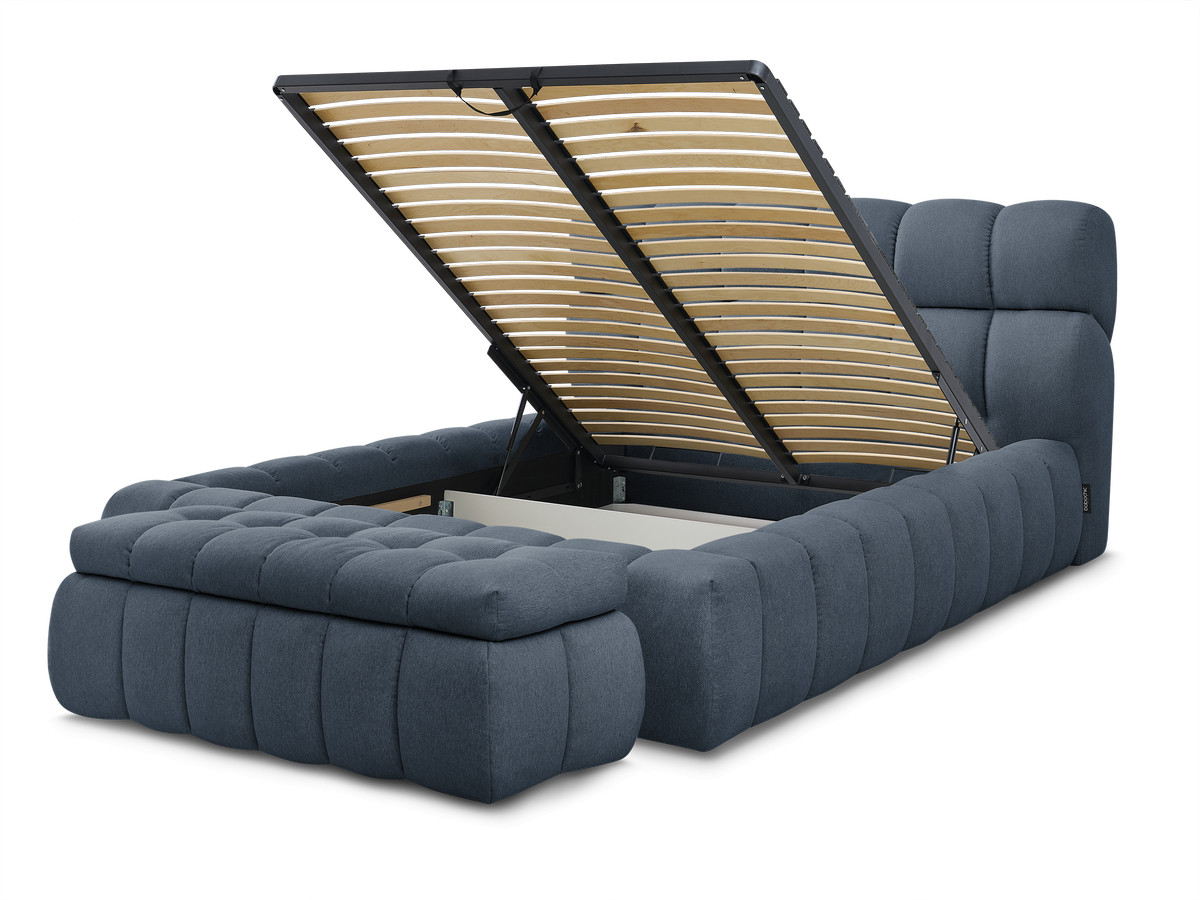 MONT-BLANC opbergbed + MONT-BLANC bedeinde in gladde stof