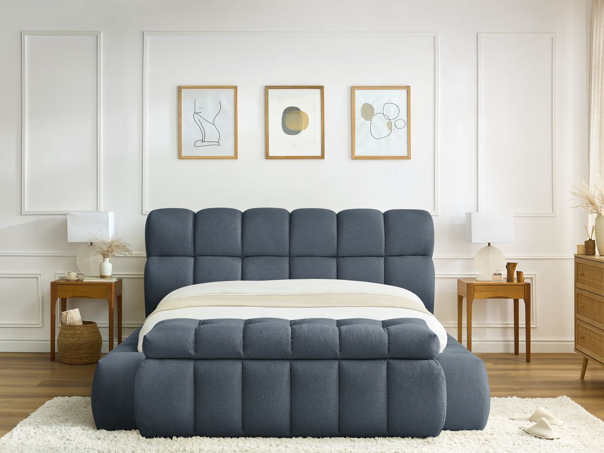 MONT-BLANC opbergbed + MONT-BLANC bedeinde in gladde stof