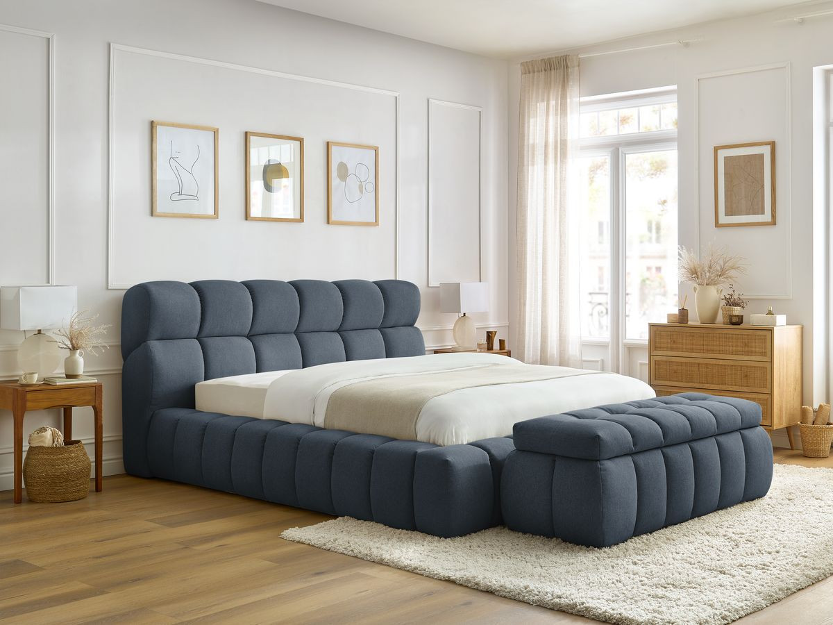 MONT-BLANC opbergbed + MONT-BLANC bedeinde in gladde stof