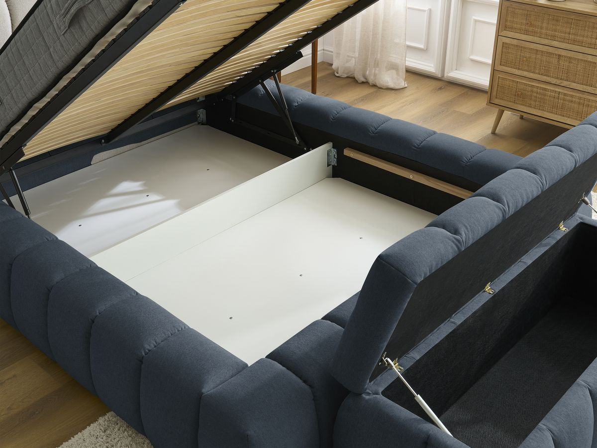 MONT-BLANC opbergbed + MONT-BLANC bedeinde in gladde stof