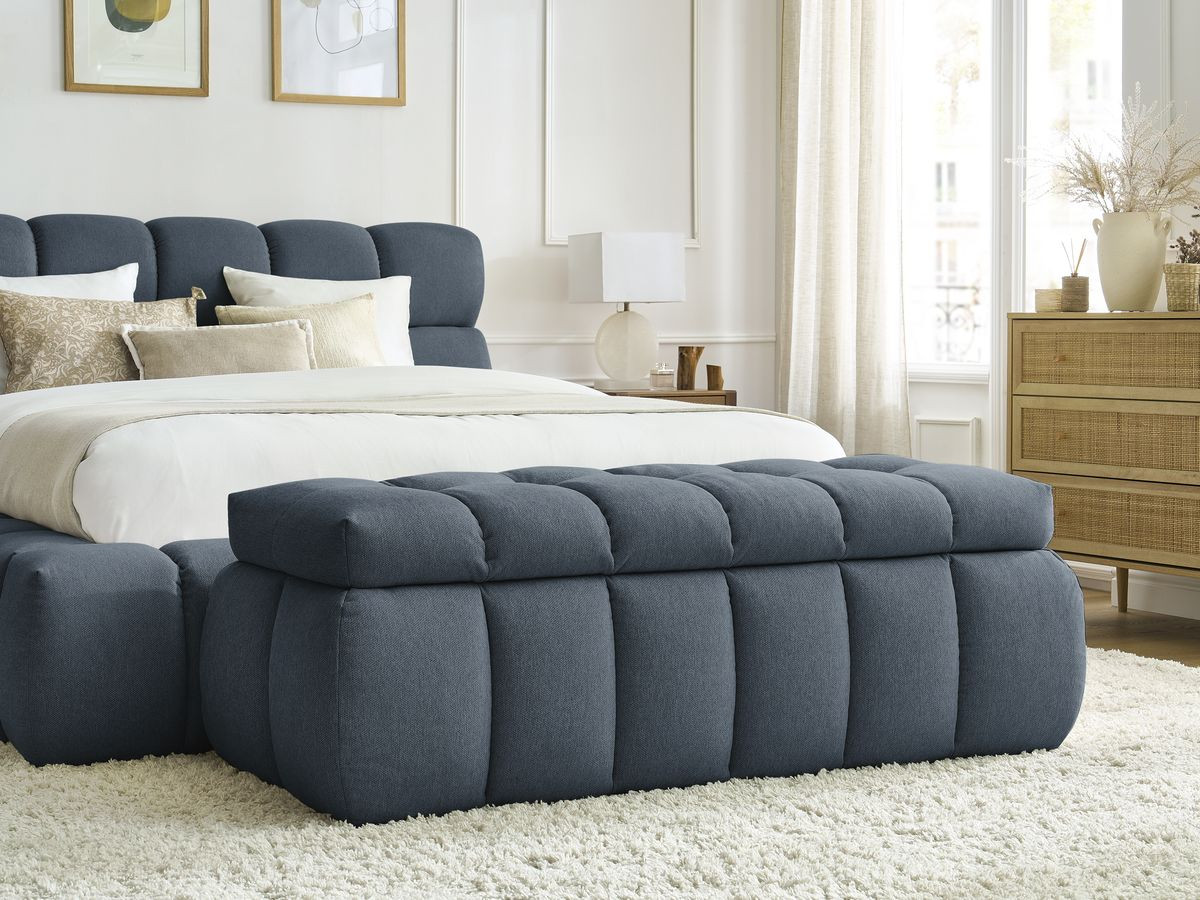 MONT-BLANC opbergbed + MONT-BLANC bedeinde in gladde stof