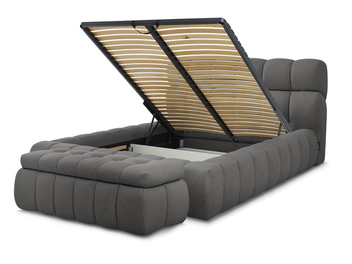 MONT-BLANC opbergbed + MONT-BLANC bedeinde in gladde stof