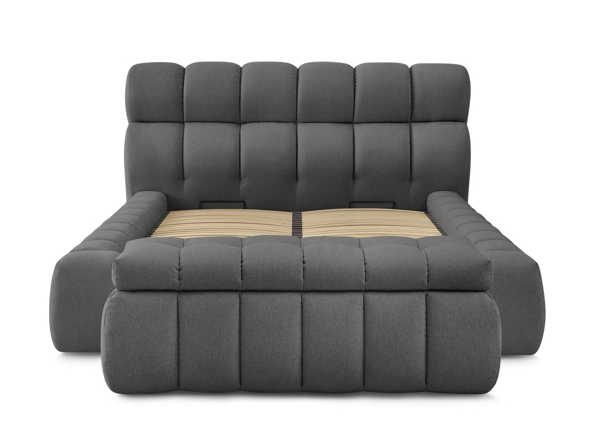 mont-blanc opbergbed + mont-blanc bedeinde in gladde stof gekleurd donkergrijs