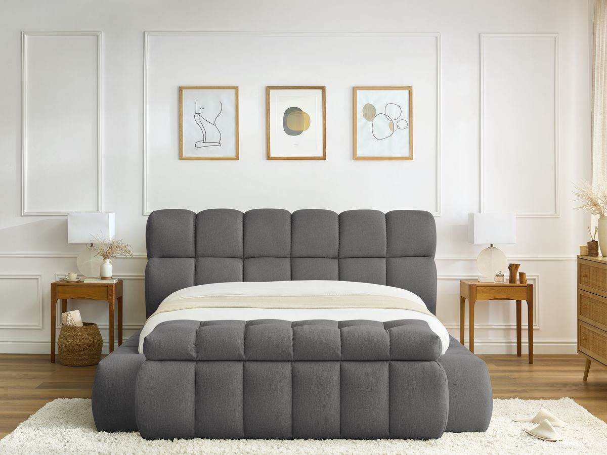 MONT-BLANC opbergbed + MONT-BLANC bedeinde in gladde stof