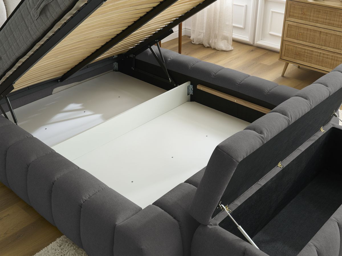 MONT-BLANC opbergbed + MONT-BLANC bedeinde in gladde stof