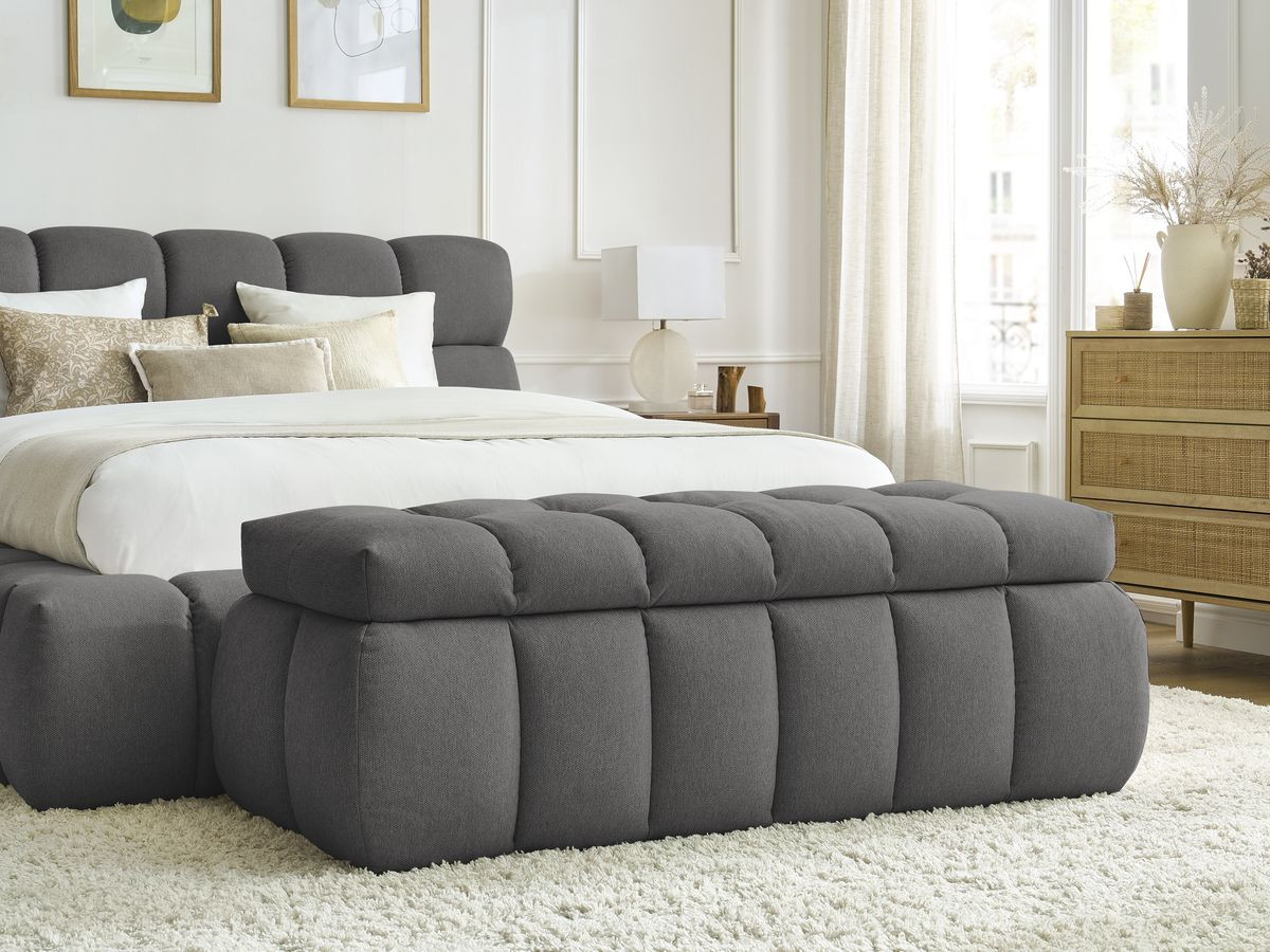 MONT-BLANC opbergbed + MONT-BLANC bedeinde in gladde stof