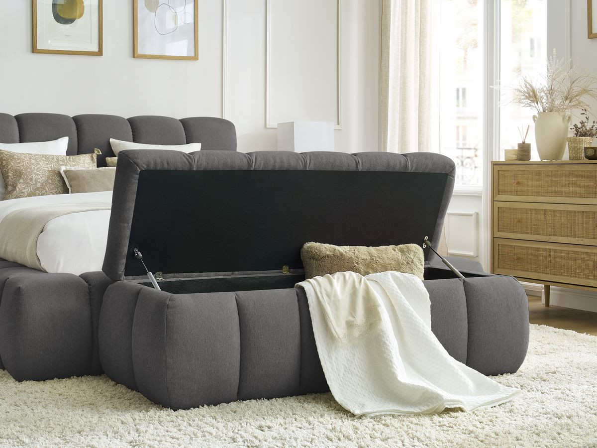 MONT-BLANC opbergbed + MONT-BLANC bedeinde in gladde stof