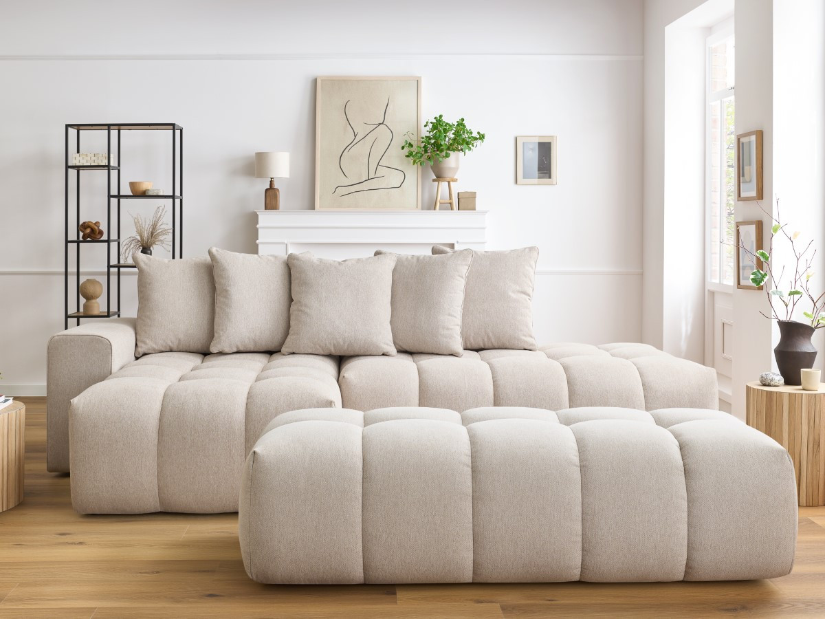 Canapé d'angle MONT-BLANC avec pouf beige — vue 5