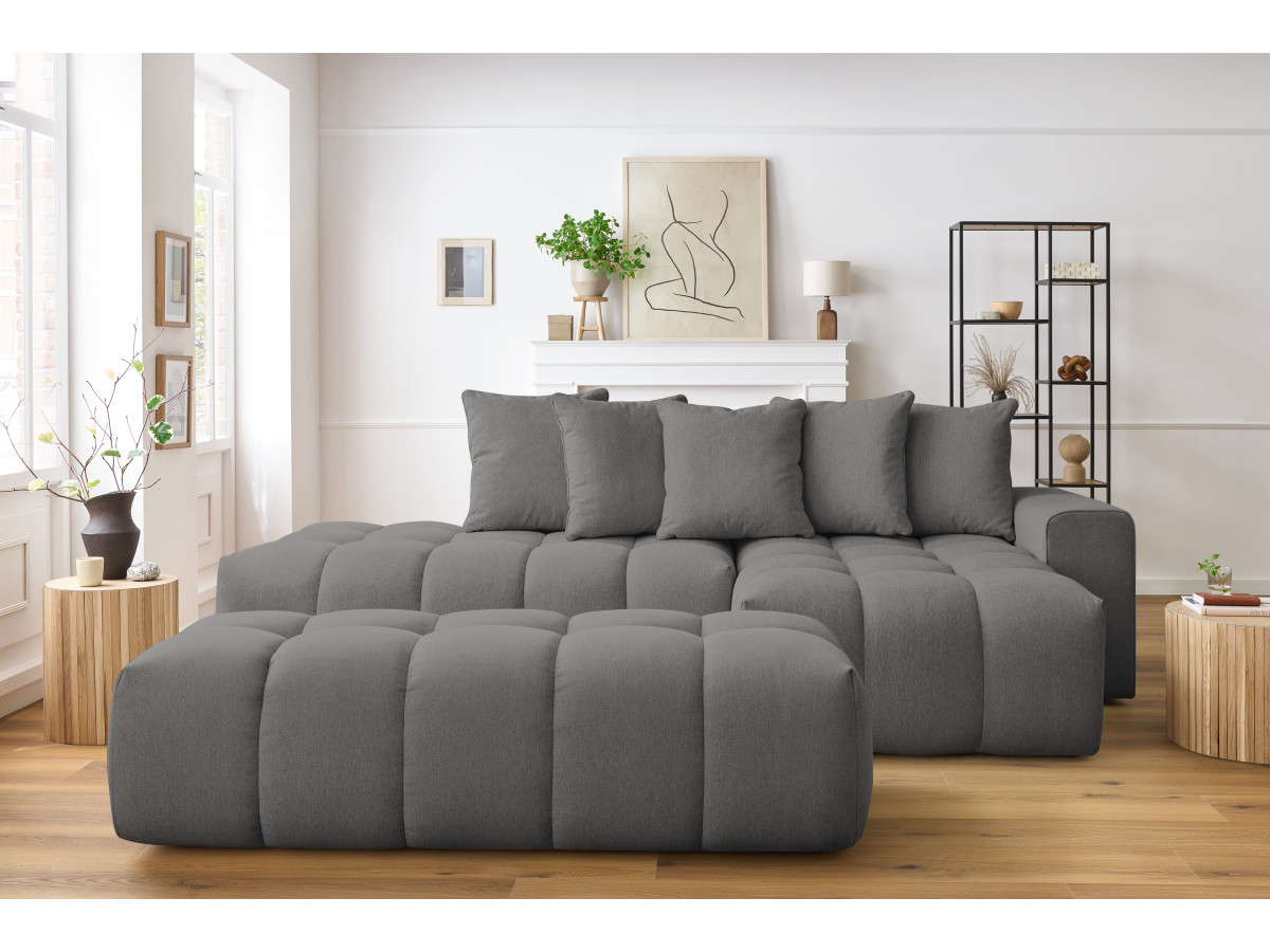 Canapé d'angle MONT-BLANC avec pouf gris foncé — vue 5