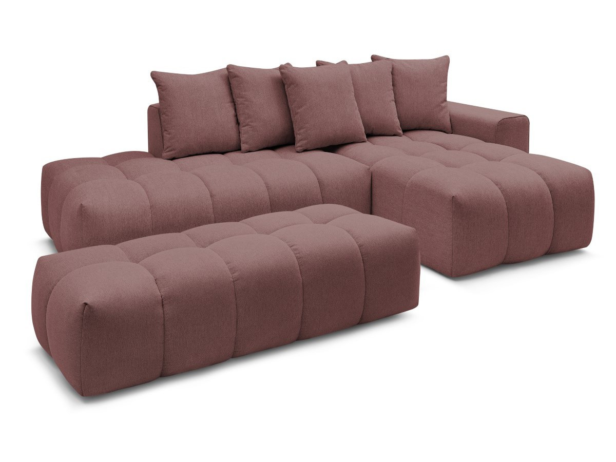 Canapé d'angle fixe MONT-BLANC tissu avec pouf