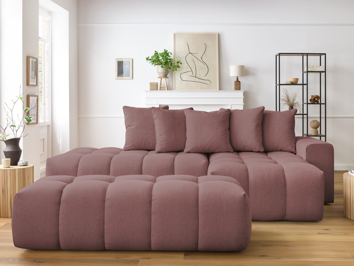 Canapé d'angle MONT-BLANC avec pouf rose — vue 5