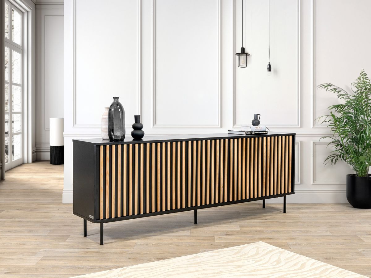 5-deurs dressoir 220 cm CORNEILLE massief grenen klampen