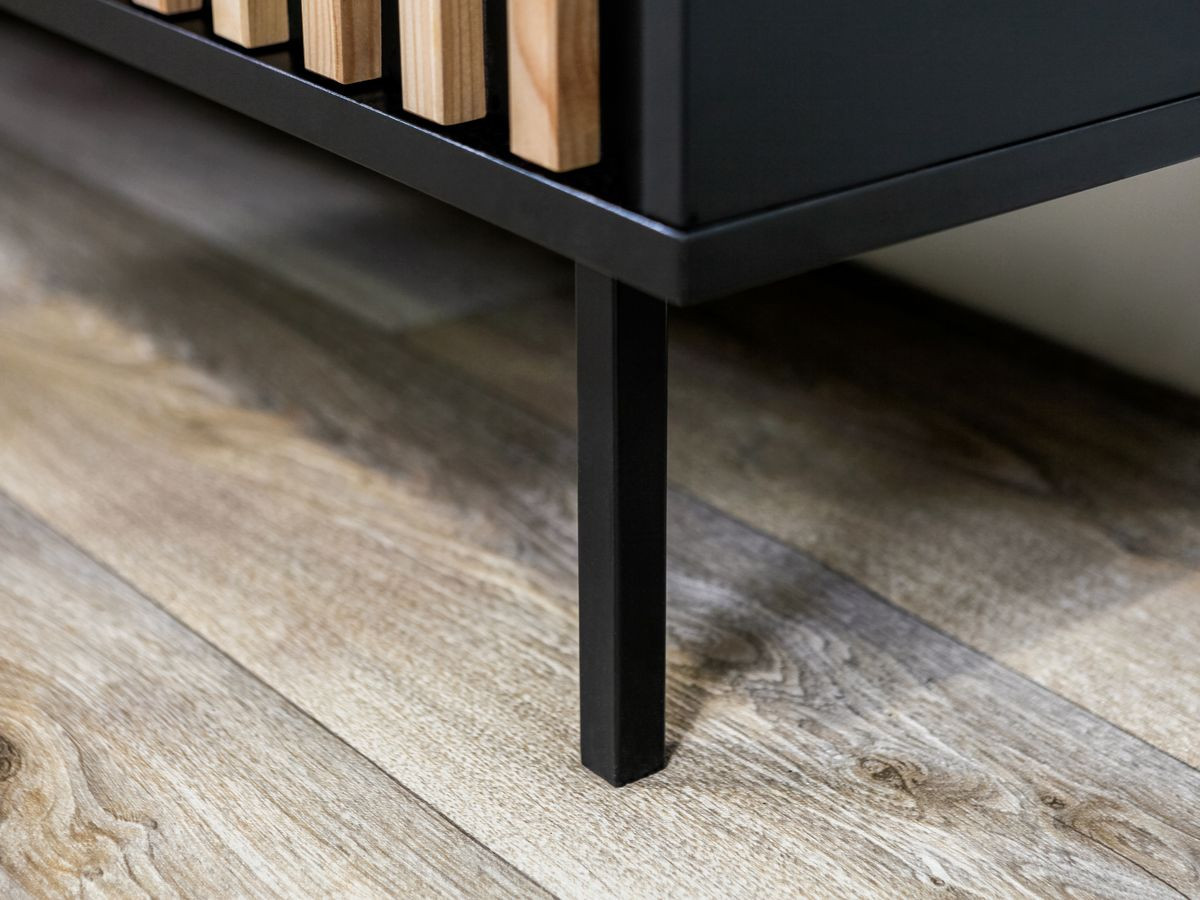 TV-kast met 5 deuren, 220 cm, CORNEILLE, massief grenen latten