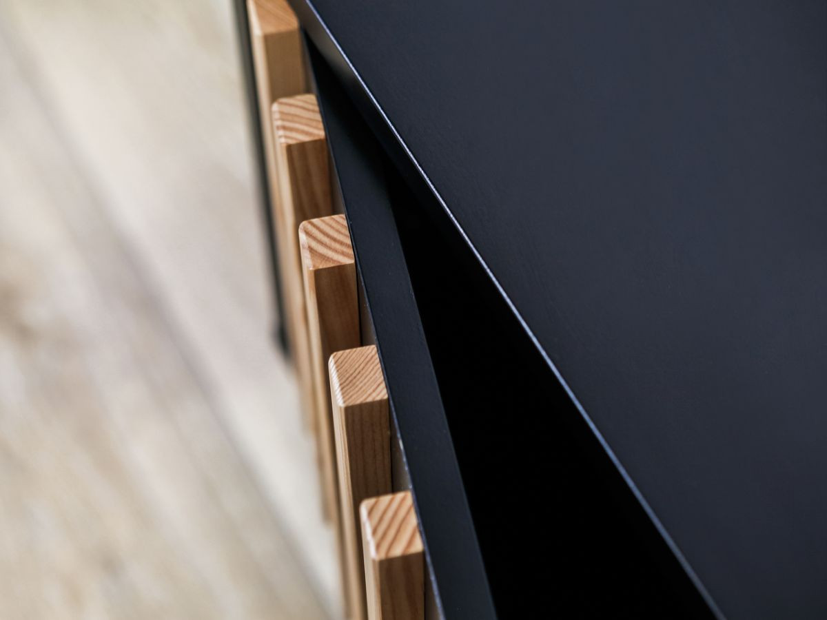 TV-kast met 5 deuren, 220 cm, CORNEILLE, massief grenen latten