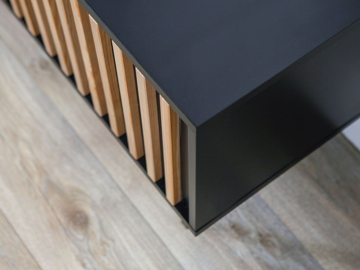 TV-kast met 5 deuren, 220 cm, CORNEILLE, massief grenen latten