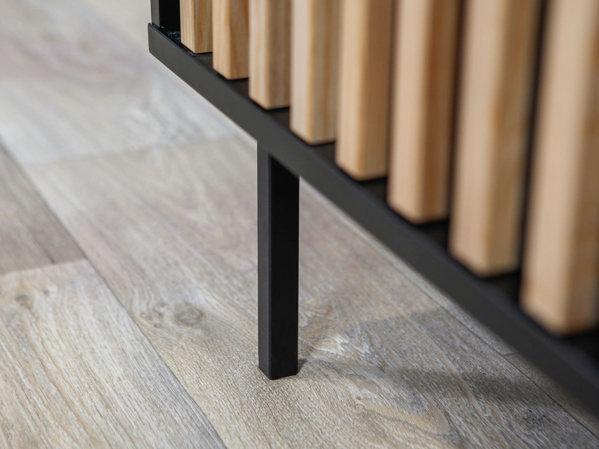 TV-kast met 5 deuren, 220 cm, CORNEILLE, massief grenen latten