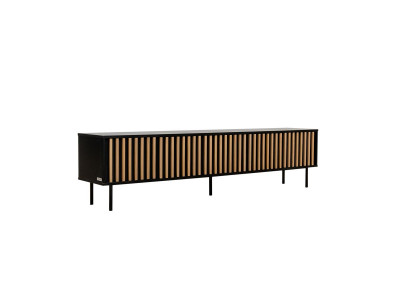Meuble TV 5 portes 220 cm CORNEILLE tasseaux pin massif