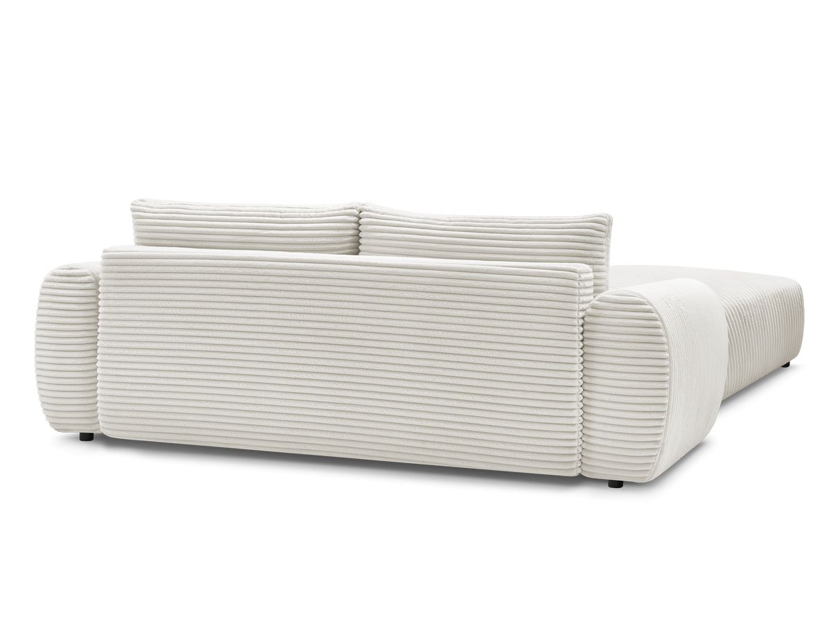 Canapé droit convertible coffre LUCIEN gros côtelé doux avec pouf
