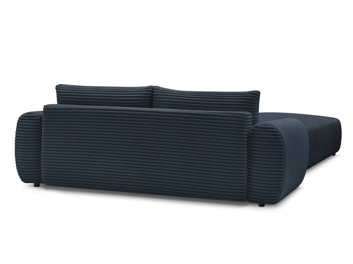 Canapé droit convertible coffre LUCIEN gros côtelé doux avec pouf