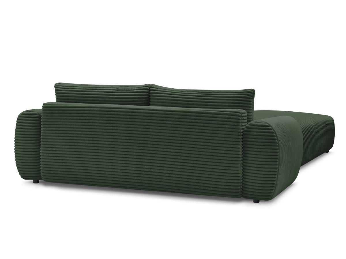 Canapé droit convertible coffre LUCIEN gros côtelé doux avec pouf