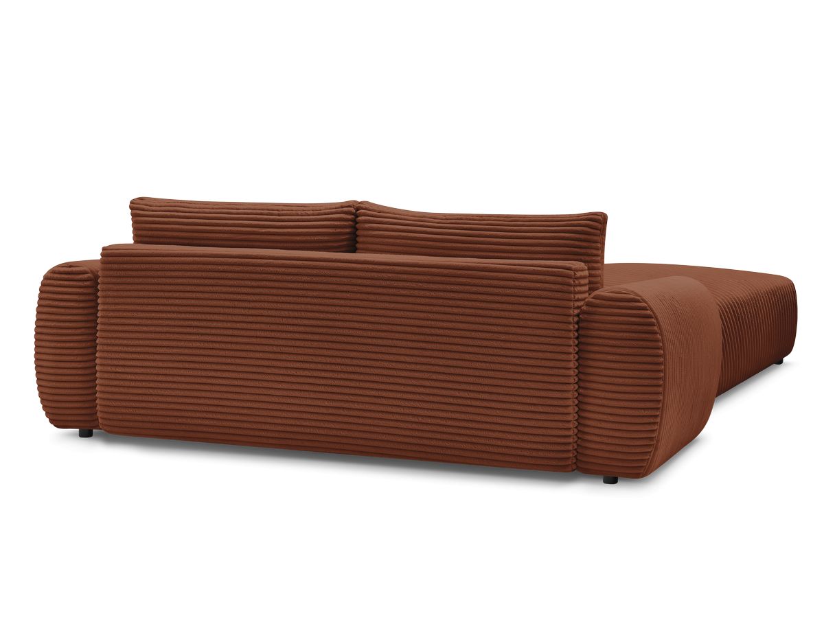 Canapé droit convertible coffre LUCIEN gros côtelé doux avec pouf