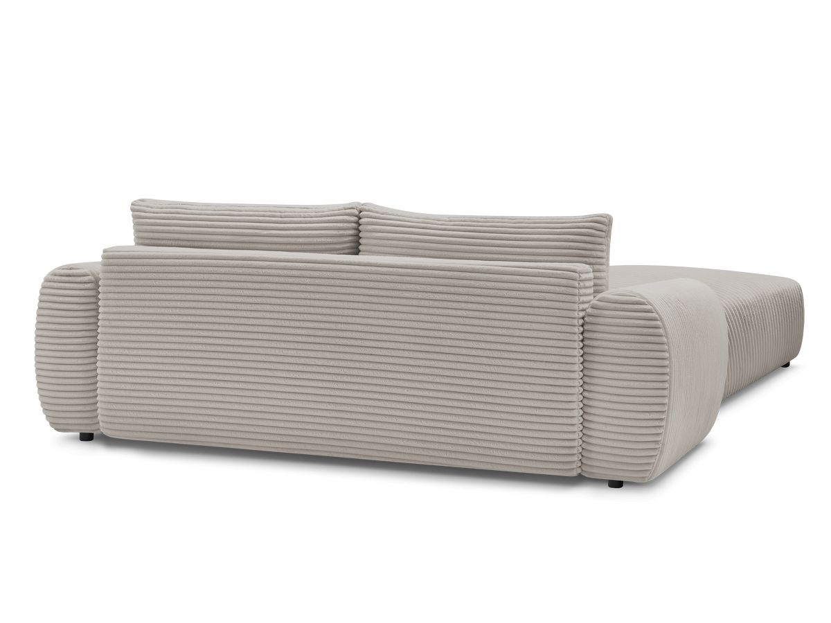 Canapé droit convertible coffre LUCIEN gros côtelé doux avec pouf