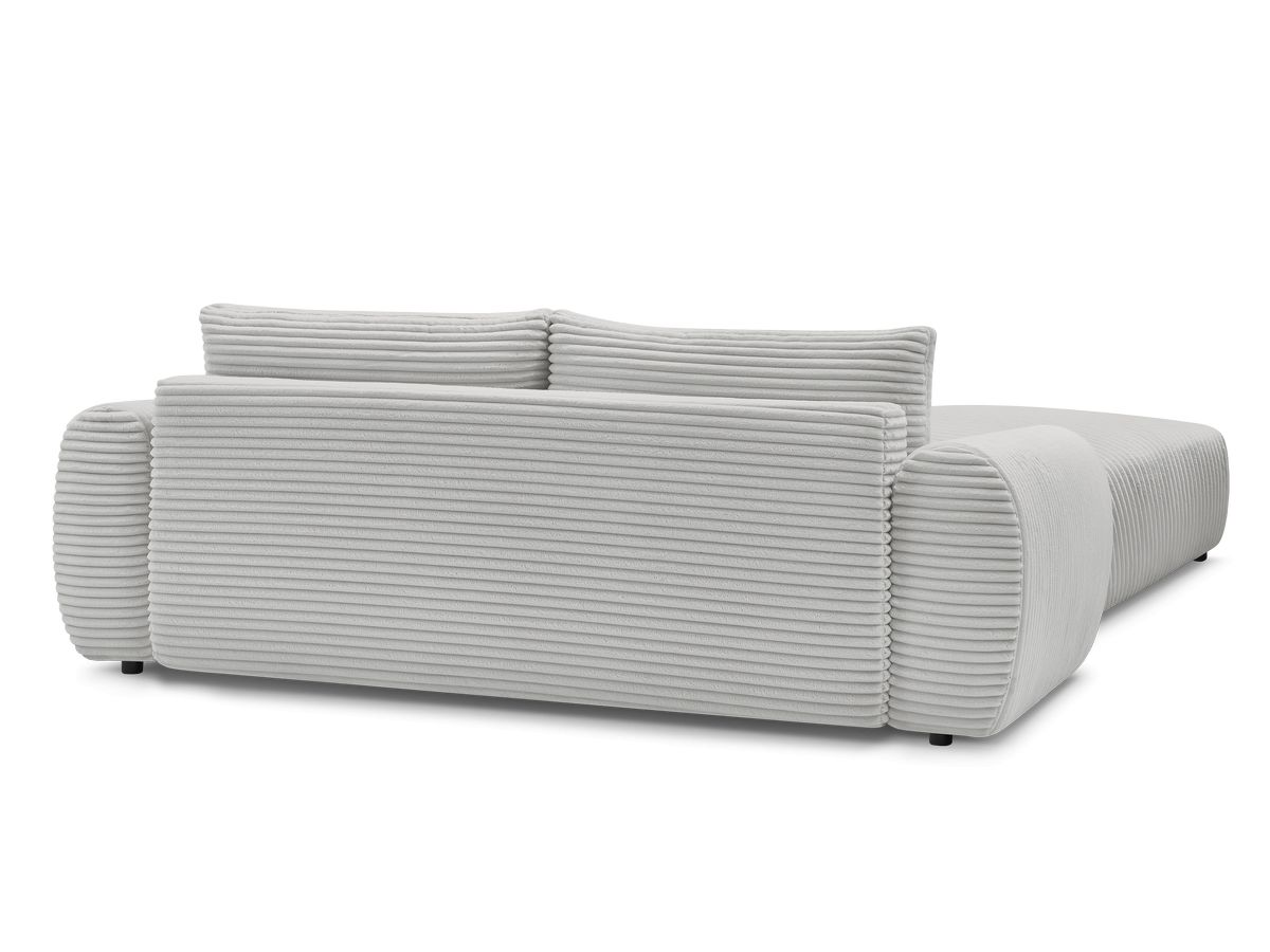 Canapé droit convertible coffre LUCIEN gros côtelé doux avec pouf