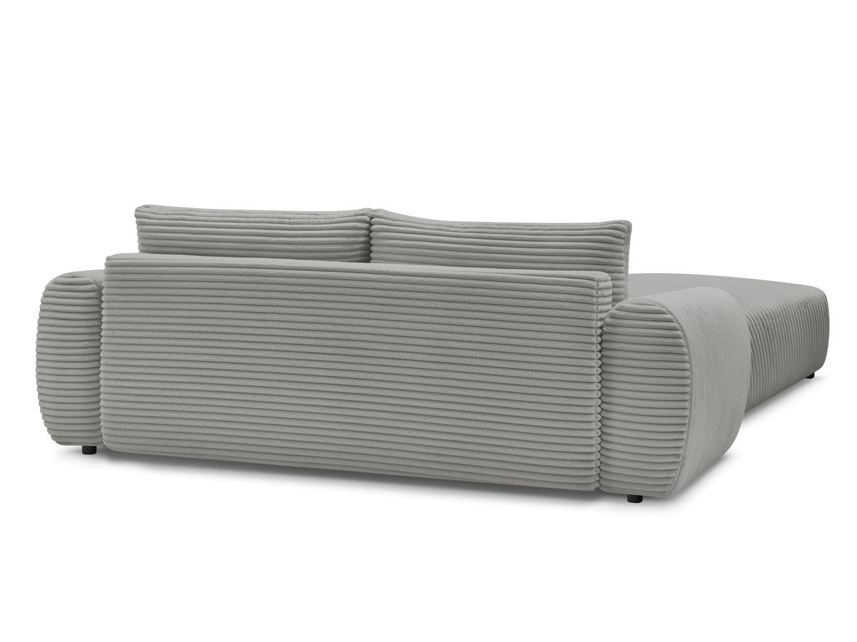 Canapé droit convertible coffre LUCIEN gros côtelé doux avec pouf