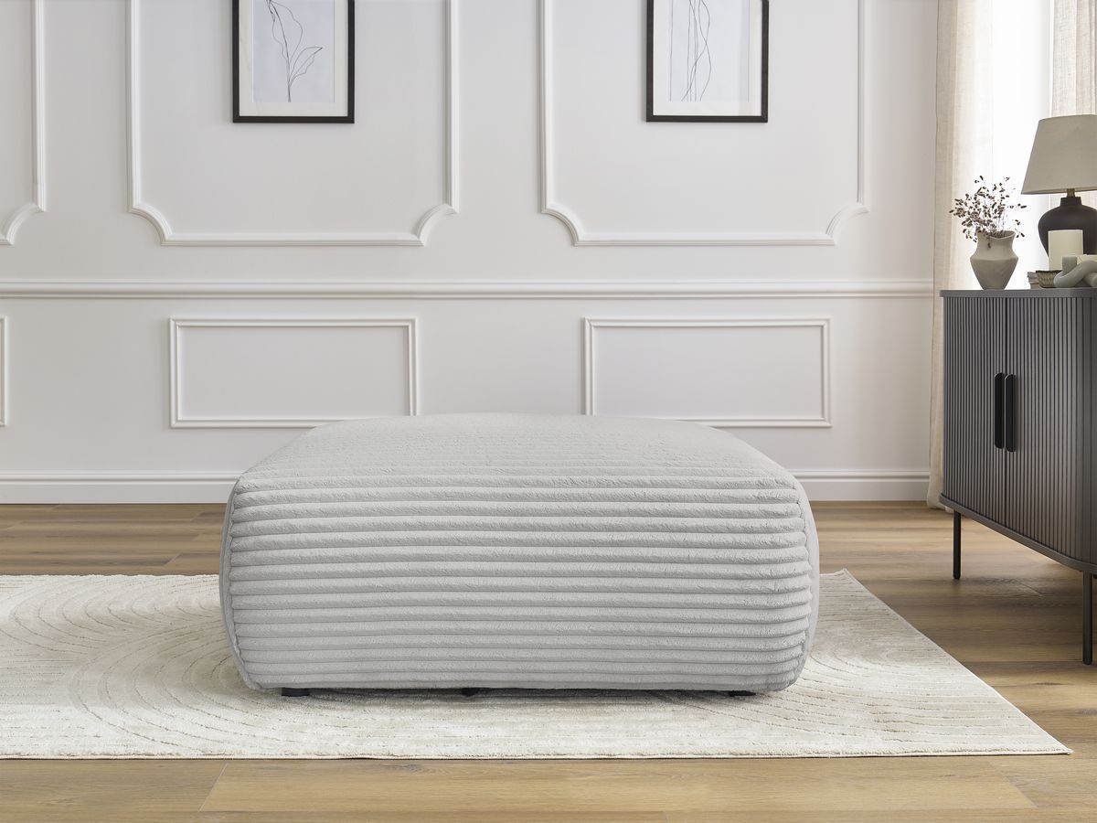 Pouf LUCIEN gros côtelé doux gris clair — vue 5